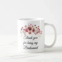 Bridesmaid Watercolor Pink  Flower Bouquet Mug