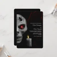 Red Lightning Skull Gothic Candle Halloween Dark Invitation