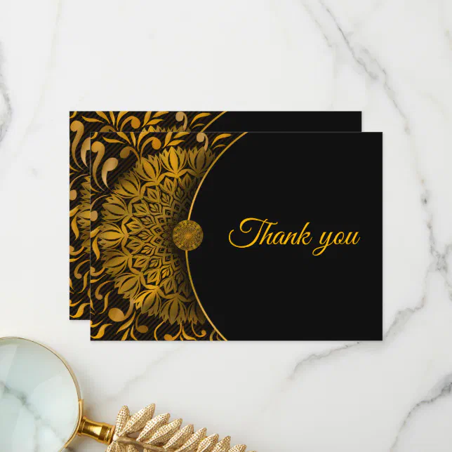 Traditional mandala classic elegant luxury wedding thank you card