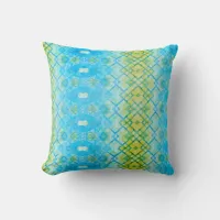 Blue Yellow & White Geometric Pattern Throw Pillow