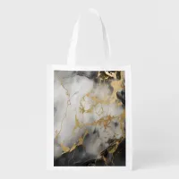 Gold, Black & White Marble | Grocery Bag