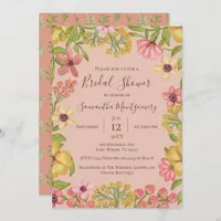 Floral Pink Botanical Pink Spring Bridal Shower Invitation