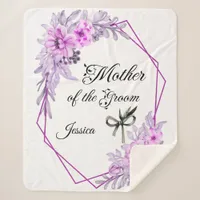 Mother of the Groom  Pink Floral Wreath Sherpa Blanket