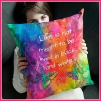 [Fire and Ice] Rainbow Boho Butterfly Tie-Dye Throw Pillow