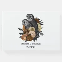 Amber Floral Owls Gothic Wedding Guest Book