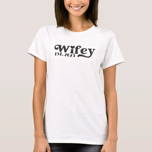 Wifey White Modern White Script Black Womens T-Shirt