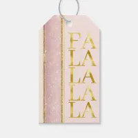 Pink Gold Christmas Fa La La Pattern#27 ID1009 Gift Tags