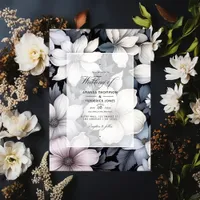 Black and White Floral Wedding Invitation