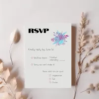 Bold Rainbow Floral Wedding RSVP Card