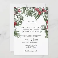 Rustic Pine Berries Winter Christmas Wedding  Invitation