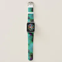 Trendy Emerald Green Fractal on Black   Apple Watch Band