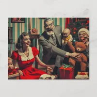 Creepy Christmas Horror Vintage Family Portrait Postcard