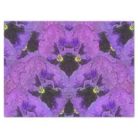 Purple pansies, abstract painting, floral art   tissue paper