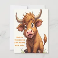 Highland Cow 2025 Calendar Merry Christmas Holiday