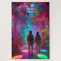 Out of this World - Virtual Reality Neon Jungle Jigsaw Puzzle