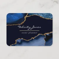 Navy and Gold Agate Precious Stone Business Card