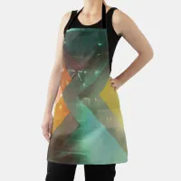 Seventies Orange Abstract Techno Triangles Apron