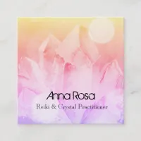 *~* New Age Reiki Crystal Yoga Reiki Master Healer Square Business Card