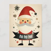 Cute Santa Holding a Customizable Banner Holiday Postcard