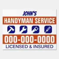 18" x 24" Blue and Orange Handyman Yard Sign