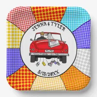 Retro Pop Art Mr & Mrs | Just Got Married Paper Plates