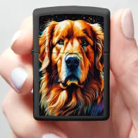 Golden Retriever Close-Up Vibrant portrait  Zippo Lighter