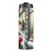 Children Looking into a Christmas Window Holiday Thermal Tumbler