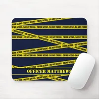 Police Officer Crime Scene Do Not Cross Tape Mouse Pad