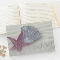White Sands Starfish Wedding Plum/Steel Blue ID605 Guest Book