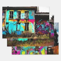 Urban Art Abandoned Graffiti Building   Wrapping Paper Sheets