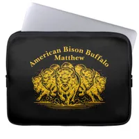 Bison Herd Charging Through the Water in Nature Laptop Sleeve