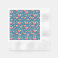Multicolored Watercolor Hearts Paper Napkins