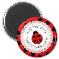 Red and Black Ladybug Baby Shower Reminder Magnet