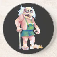 Scandinavian Funny Looking Ogre Troll Sandstone Coaster