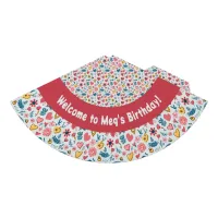 Crayon Pastel Heart & Flowers Party Hat