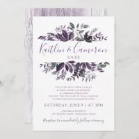 Greenery Wedding Invitations - Dusty Purple