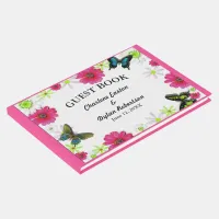 Flowers and Butterflies in Mosaic Wedding Guest Book