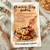 Chocolate Chip Cookies Recipe Personalized Kitchen Towel