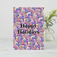 Watercolor Pattern Personalized Flat Holiday Card