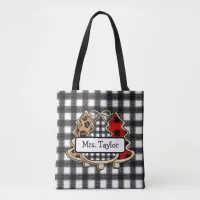 Personalized Buffalo Plaid Country Christmas Trees Tote Bag