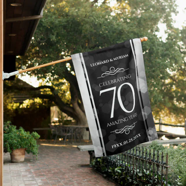 Elegant 70th Platinum Wedding Anniversary House Flag