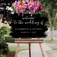 Black Brush Strokes Wedding Welcome Sign