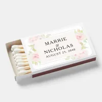 Blush Pink Rose Floral Watercolor Wedding Matchboxes