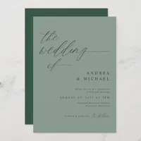 Modern Elegant Emerald and Sage Green Wedding Invitation