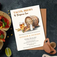 Modern Tacos, Brews & Diapers Coed Baby Shower Invitation