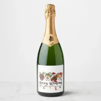 Merry Woofmas Typography Sparkling Wine Label