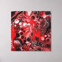 Red, White and Black Pour Painting Fluid Art  Canvas Print