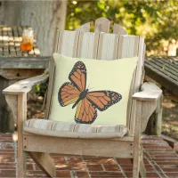 Beautiful Monarch Butterfly | Soft Yellow Outdoor Pillow