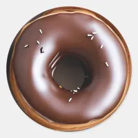 Donut with Chocolate Frosting and White Sprinkles Classic Round Sticker