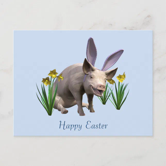 Easter Pig Holiday Postcard